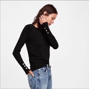 Zara Navy Sweater with Gold Buttons M NWOT